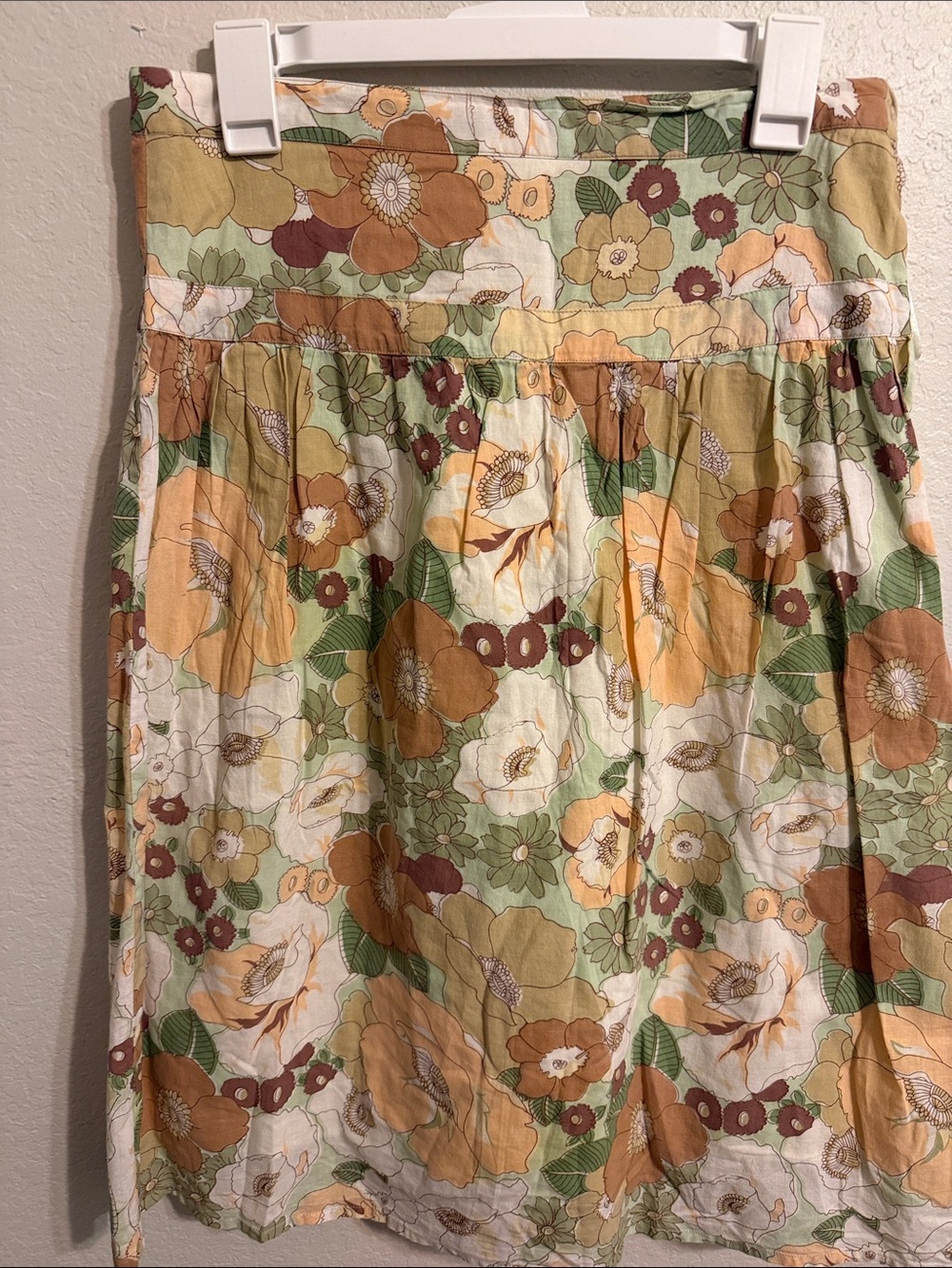 Floral Maxi Skirt in Green, Cream & Brown